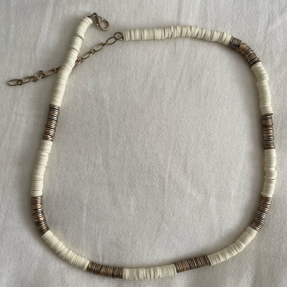 White and Gold Disc Necklace